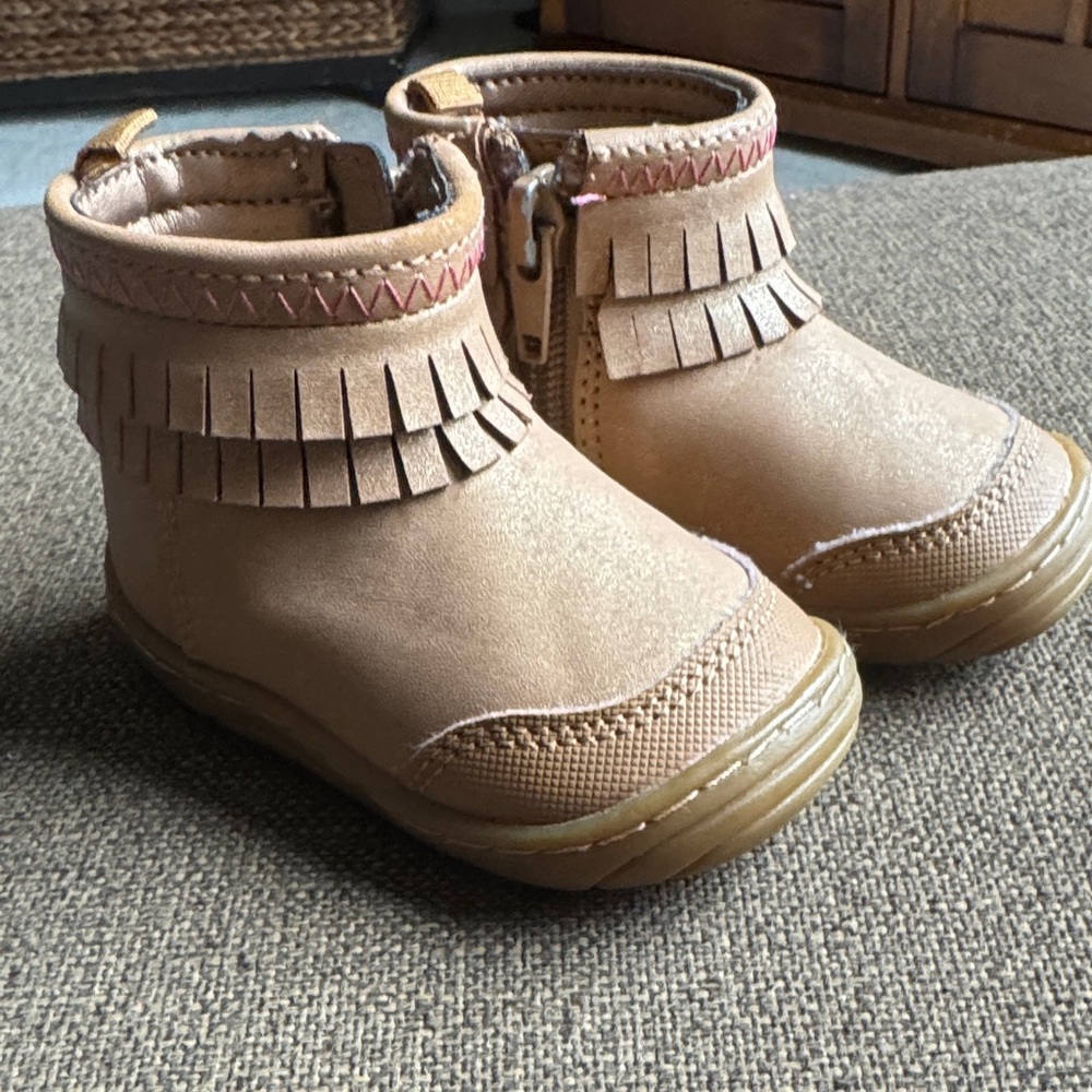 Stride Rite Light Brown Kids Fringe Boots